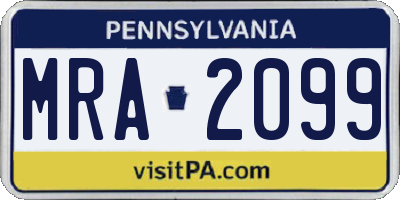 PA license plate MRA2099