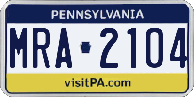 PA license plate MRA2104