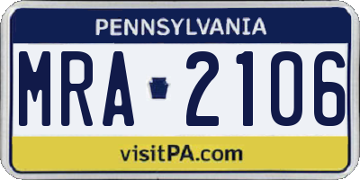 PA license plate MRA2106