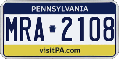 PA license plate MRA2108