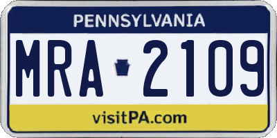 PA license plate MRA2109