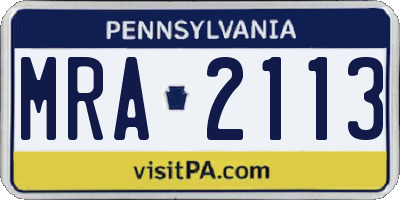 PA license plate MRA2113