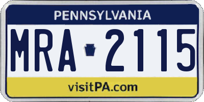 PA license plate MRA2115