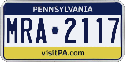 PA license plate MRA2117