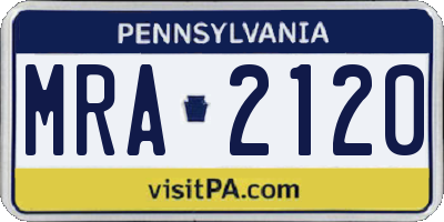 PA license plate MRA2120