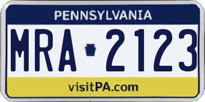 PA license plate MRA2123