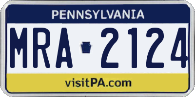 PA license plate MRA2124