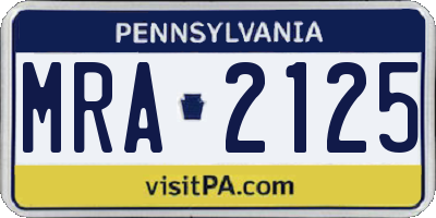 PA license plate MRA2125