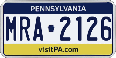 PA license plate MRA2126