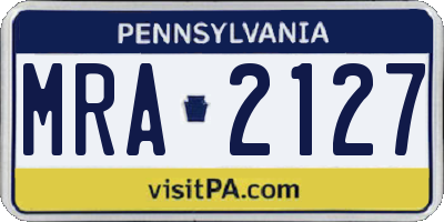 PA license plate MRA2127