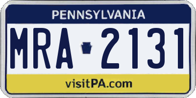 PA license plate MRA2131