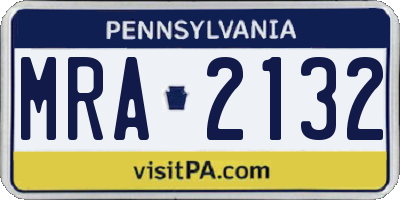 PA license plate MRA2132