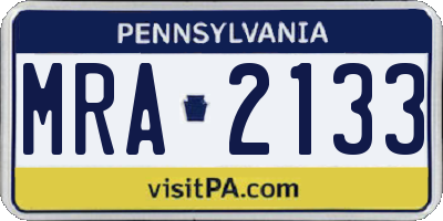 PA license plate MRA2133
