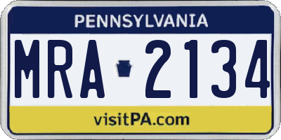 PA license plate MRA2134