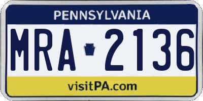 PA license plate MRA2136