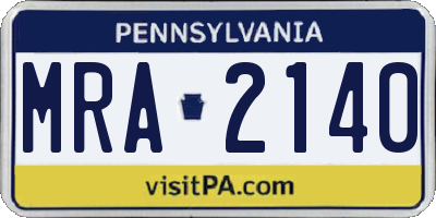PA license plate MRA2140