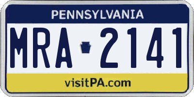 PA license plate MRA2141