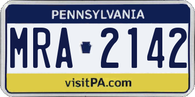 PA license plate MRA2142