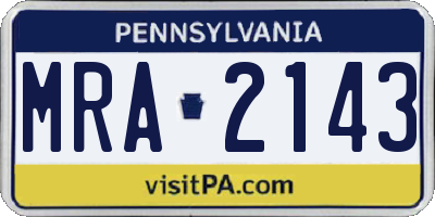 PA license plate MRA2143