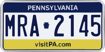 PA license plate MRA2145