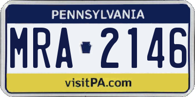 PA license plate MRA2146
