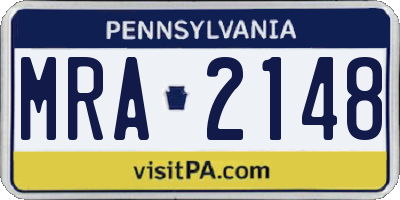 PA license plate MRA2148