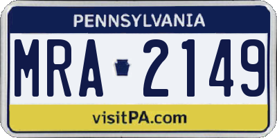 PA license plate MRA2149