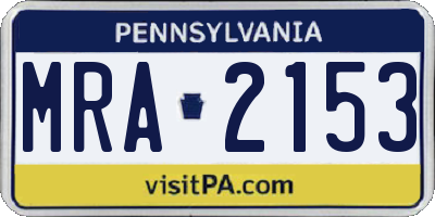 PA license plate MRA2153