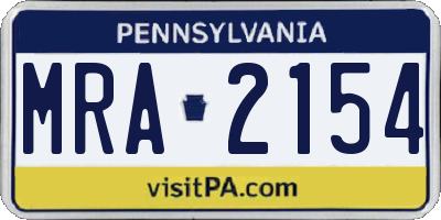 PA license plate MRA2154