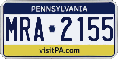 PA license plate MRA2155
