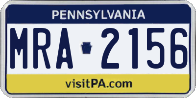PA license plate MRA2156