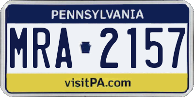 PA license plate MRA2157