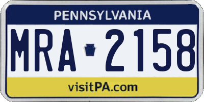 PA license plate MRA2158