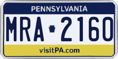 PA license plate MRA2160