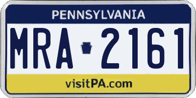 PA license plate MRA2161