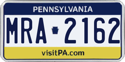 PA license plate MRA2162