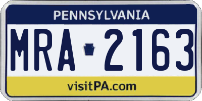 PA license plate MRA2163