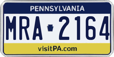 PA license plate MRA2164