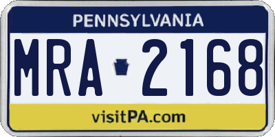 PA license plate MRA2168