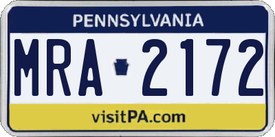 PA license plate MRA2172
