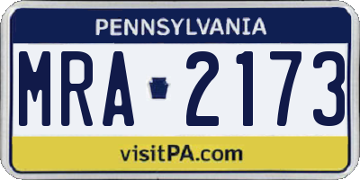 PA license plate MRA2173