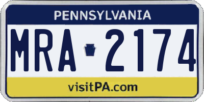 PA license plate MRA2174