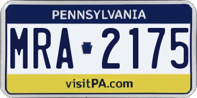 PA license plate MRA2175