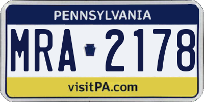 PA license plate MRA2178