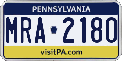 PA license plate MRA2180