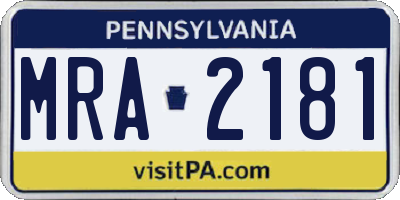 PA license plate MRA2181