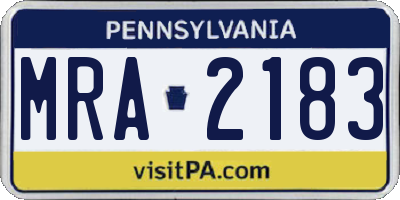 PA license plate MRA2183