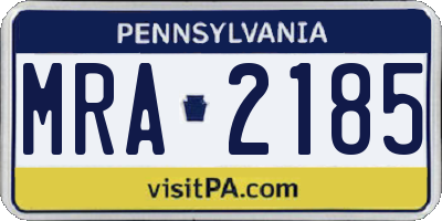 PA license plate MRA2185