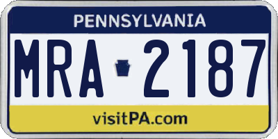PA license plate MRA2187