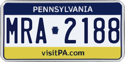 PA license plate MRA2188